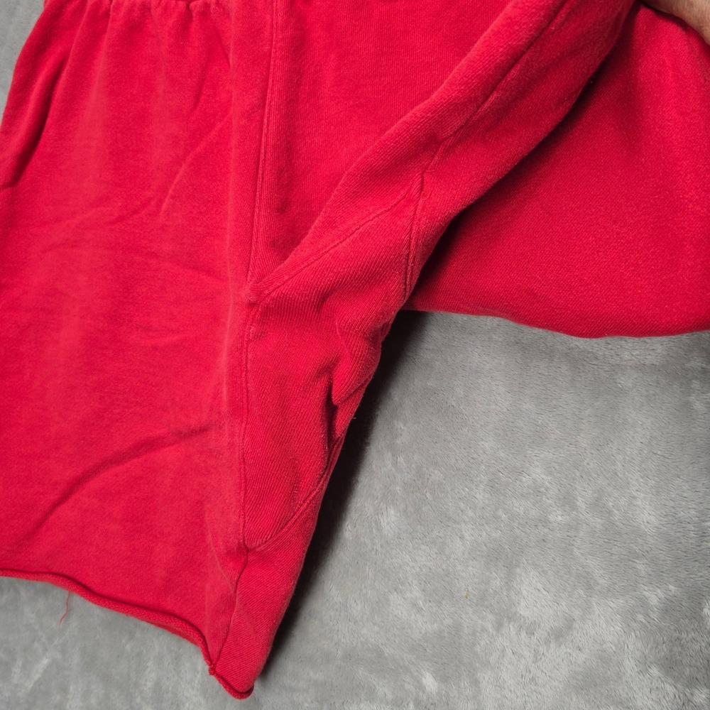 Champion Reverse Weave Shorts Mens XL Red Big Logo Cut Off Raw Hem Sweat Shorts - Picture 2 of 14